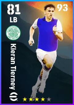 Kieran Tierney eFootball 2026 player card — 81 OVR LB