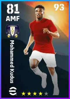 Mohammed Kudus eFootball 2026 player card — 81 OVR AMF