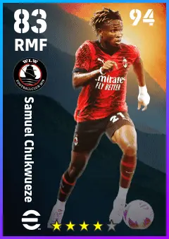 Samuel Chukwueze eFootball 2026 player card — 83 OVR RMF