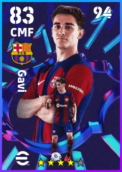 Gavi eFootball 2026 player card — 83 OVR CMF
