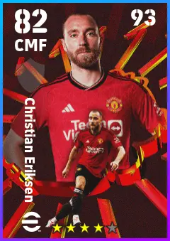 Christian Eriksen eFootball 2026 player card — 82 OVR CMF
