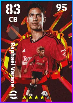 Raphael Varane eFootball 2026 player card — 83 OVR CB