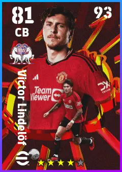 Victor Lindelof eFootball 2026 player card — 81 OVR CB