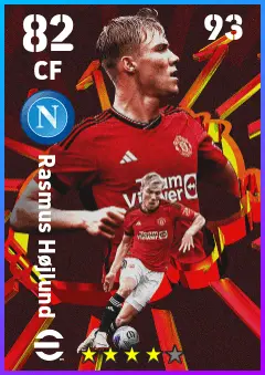 Rasmus Hojlund eFootball 2026 player card — 82 OVR CF