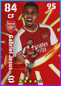 Gabriel Jesus eFootball 2026 player card — 84 OVR CF