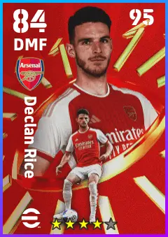 Declan Rice eFootball 2026 player card — 84 OVR DMF