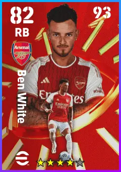 Ben White eFootball 2026 player card — 82 OVR RB