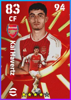 Kai Havertz eFootball 2026 player card — 83 OVR CF
