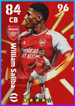 William Saliba eFootball 2026 player card — 84 OVR CB