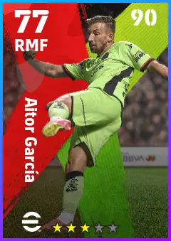 Aitor Garcia eFootball 2026 player card — 77 OVR RMF