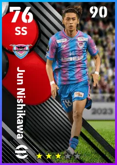 Jun Nishikawa eFootball 2026 player card — 76 OVR SS