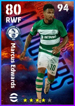 Marcus Edwards eFootball 2026 player card — 80 OVR RWF