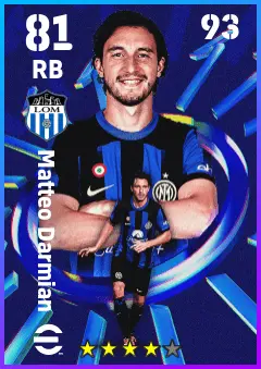Matteo Darmian eFootball 2026 player card — 81 OVR RB