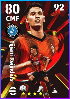 Tijjani Reijnders eFootball 2026 player card — 80 OVR CMF