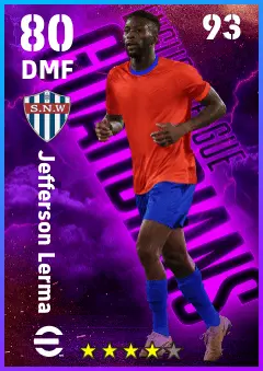 Jefferson Lerma eFootball 2026 player card — 80 OVR DMF