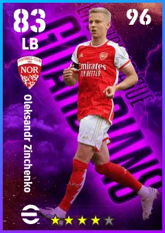 Oleksandr Zinchenko eFootball 2026 player card — 83 OVR LB