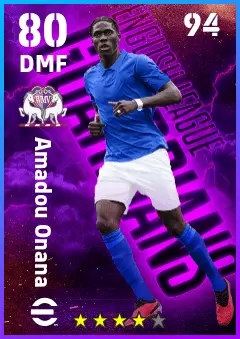 Amadou Onana eFootball 2026 player card — 80 OVR DMF