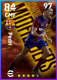 Pedri eFootball 2026 player card — 84 OVR CMF
