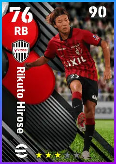 Rikuto Hirose eFootball 2026 player card — 76 OVR RB