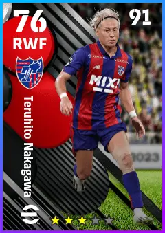 Teruhito Nakagawa eFootball 2026 player card — 76 OVR RWF