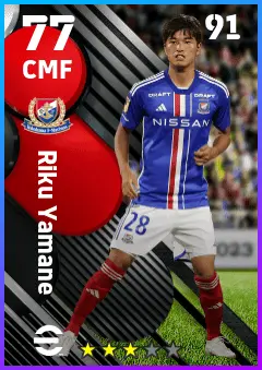 Riku Yamane eFootball 2026 player card — 77 OVR CMF