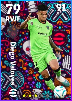 Diego Valoyes eFootball 2026 player card — 79 OVR RWF
