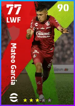 Mateo Garcia eFootball 2026 player card — 77 OVR LWF