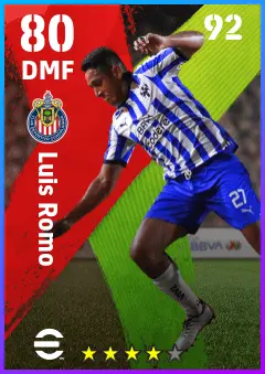 Luis Romo eFootball 2026 player card — 80 OVR DMF