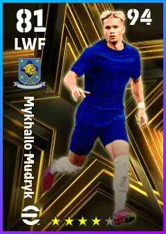 Mykhailo Mudryk eFootball 2026 player card — 81 OVR LWF
