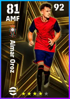 Aimar Oroz eFootball 2026 player card — 81 OVR AMF