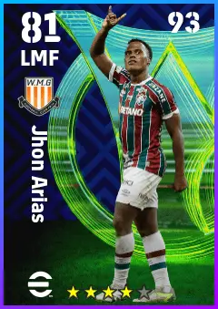 Jhon Arias eFootball 2026 player card — 81 OVR LMF