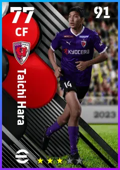 Taichi Hara eFootball 2026 player card — 77 OVR CF