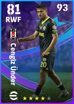 Cengiz Under eFootball 2026 player card — 81 OVR RWF
