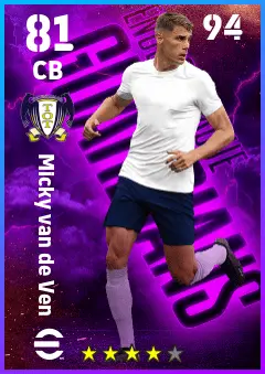 Micky van de Ven eFootball 2026 player card — 81 OVR CB