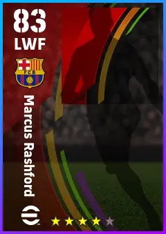 Marcus Rashford eFootball 2026 player card — 83 OVR LWF