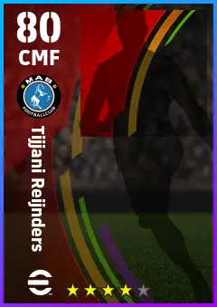 Tijjani Reijnders eFootball 2026 player card — 80 OVR CMF