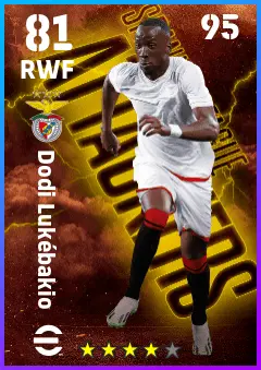 Dodi Lukebakio eFootball 2026 player card — 81 OVR RWF