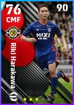 Riki Harakawa eFootball 2026 player card — 76 OVR CMF