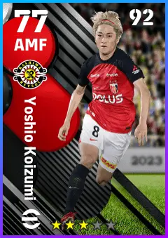 Yoshio Koizumi eFootball 2026 player card — 77 OVR AMF