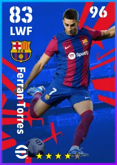 Ferran Torres eFootball 2026 player card — 83 OVR LWF