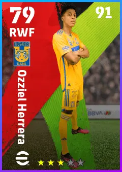 Ozziel Herrera eFootball 2026 player card — 79 OVR RWF