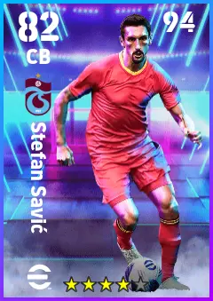 Stefan Savic eFootball 2026 player card — 82 OVR CB