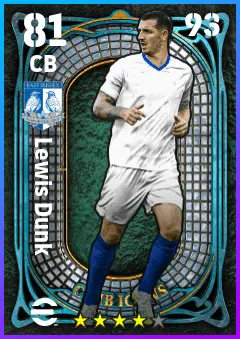 Lewis Dunk eFootball 2026 player card — 81 OVR CB