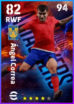 Angel Correa eFootball 2026 player card — 82 OVR RWF