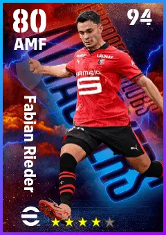 Fabian Rieder eFootball 2026 player card — 80 OVR AMF