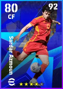 Sardar Azmoun eFootball 2026 player card — 80 OVR CF