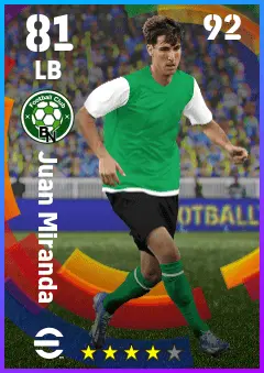 Juan Miranda eFootball 2026 player card — 81 OVR LB