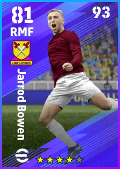 Jarrod Bowen eFootball 2026 player card — 81 OVR RMF