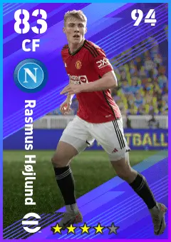 Rasmus Hojlund eFootball 2026 player card — 83 OVR CF