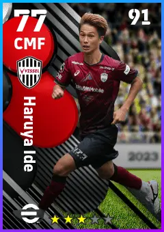 Haruya Ide eFootball 2026 player card — 77 OVR CMF